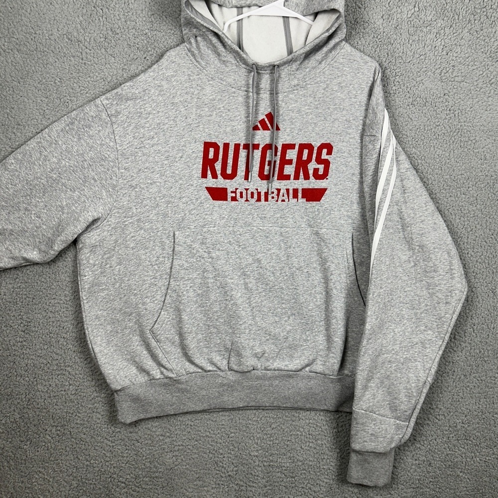 Rutgers‎ Scarlet Knights Sweatshirt Hoodie Mens 2XL Gray Drawstring Adidas NEW